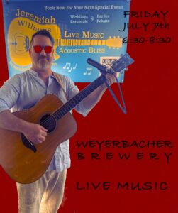 Weyerbacher Brewery live music poster featuring Jeremiah Williams with his guitar